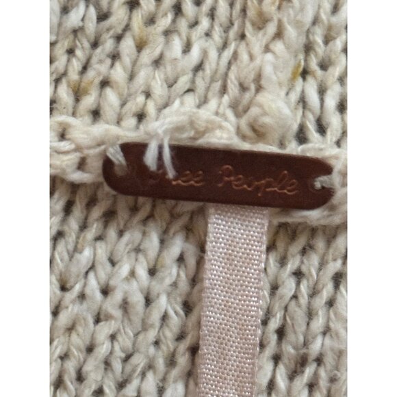 Free People Hooded Knit Sweater Size Small With Geometric Pattern Beige/Brown - Picture 8 of 10